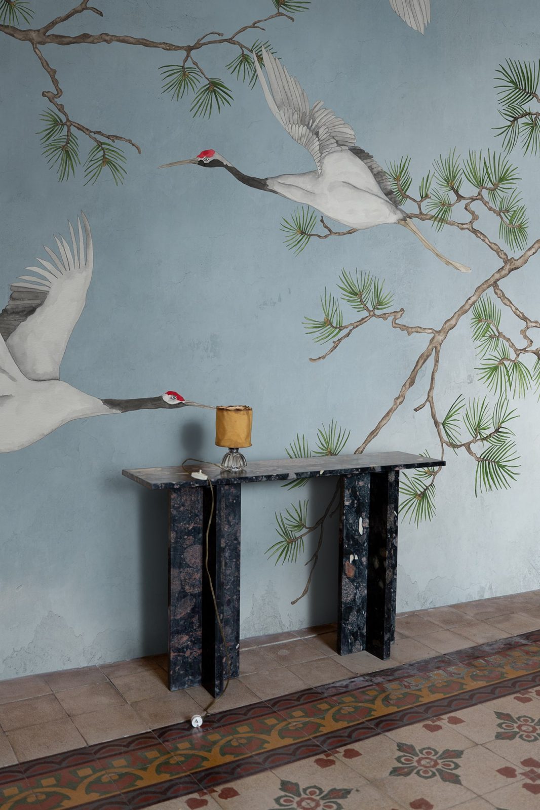 Majestic Cranes, Blue, Rebel Walls 3