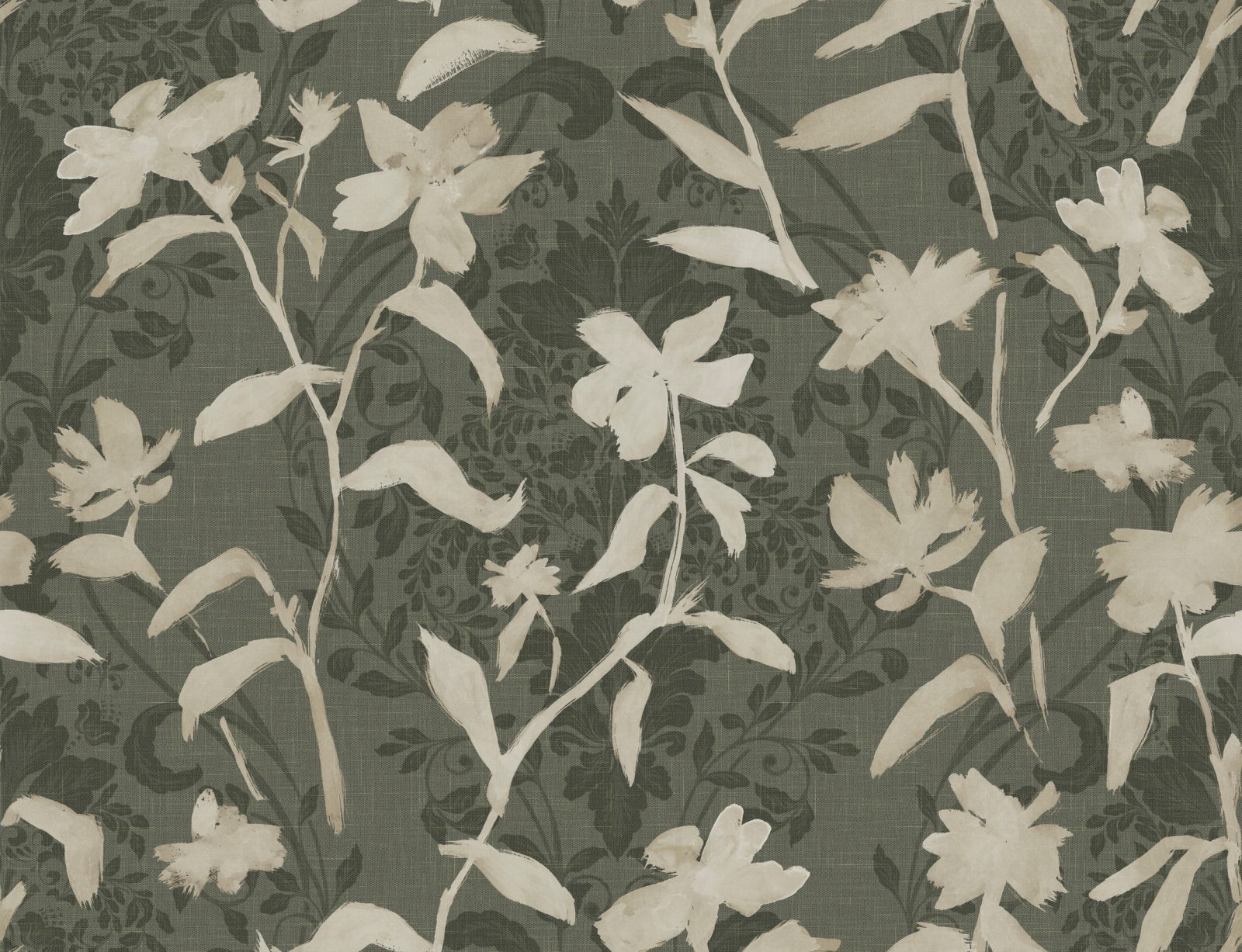 Blooming Damask, White, TresTintas 5mp / rola