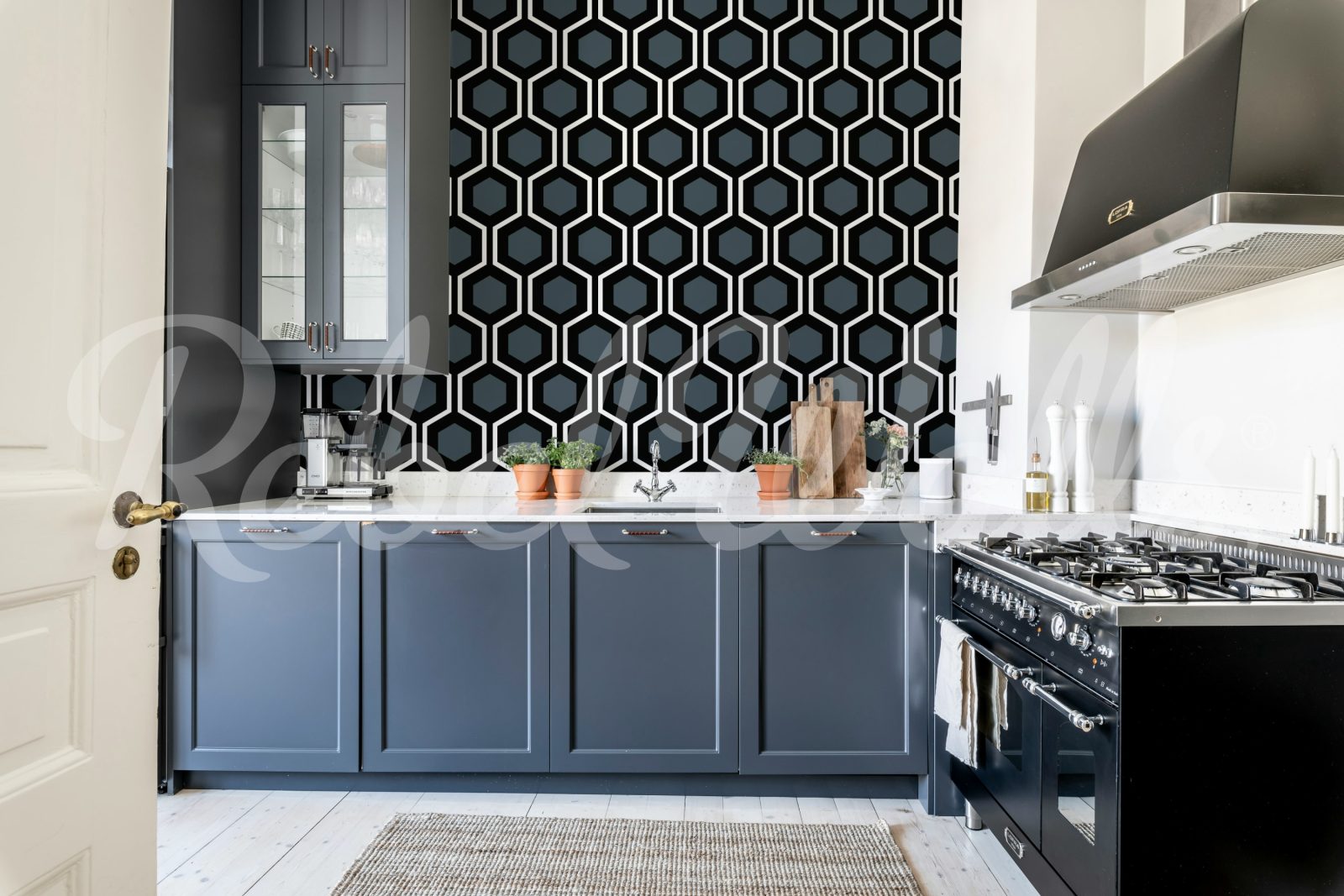 Bold Hexagon, Blue, Rebel Walls 2