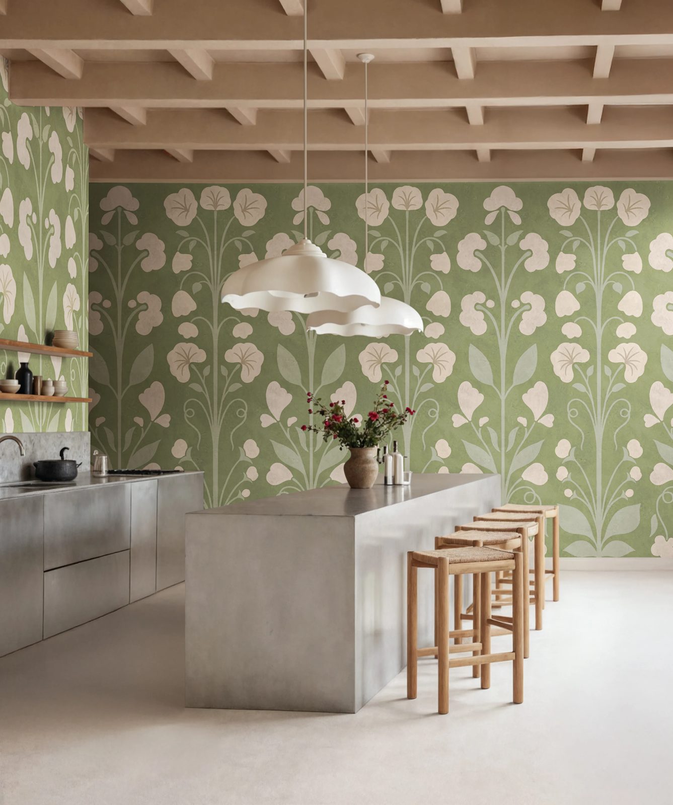 Folk Flower, Green, Rebel Walls 2