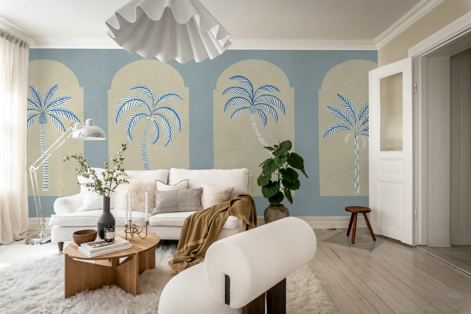 Palm Arches, Blue, Rebel Walls 2