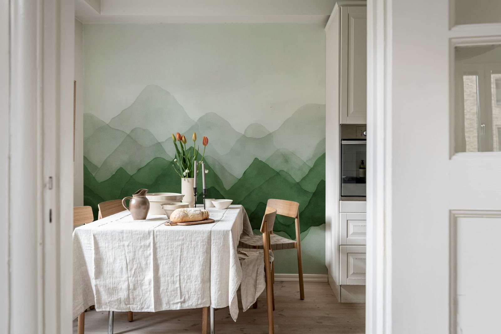 Watercolor Mountain, Green, Rebel Walls 2