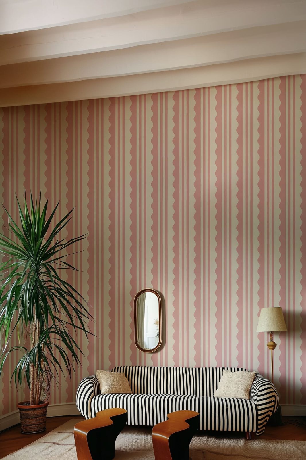 Wavy Stripe, Pink, Rebel Walls 2
