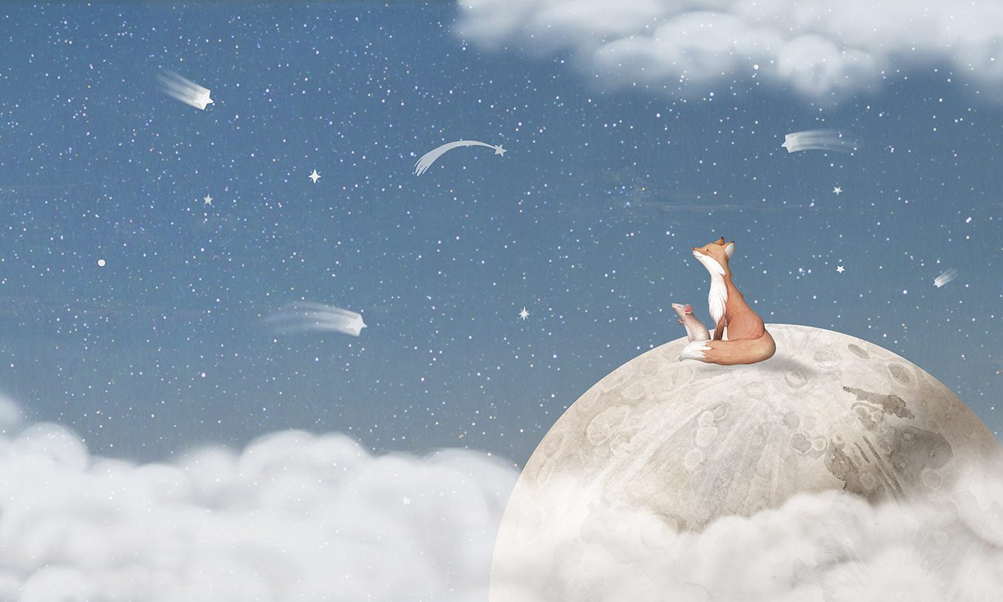 Fox on the Moon - Blue, Oliver Robins