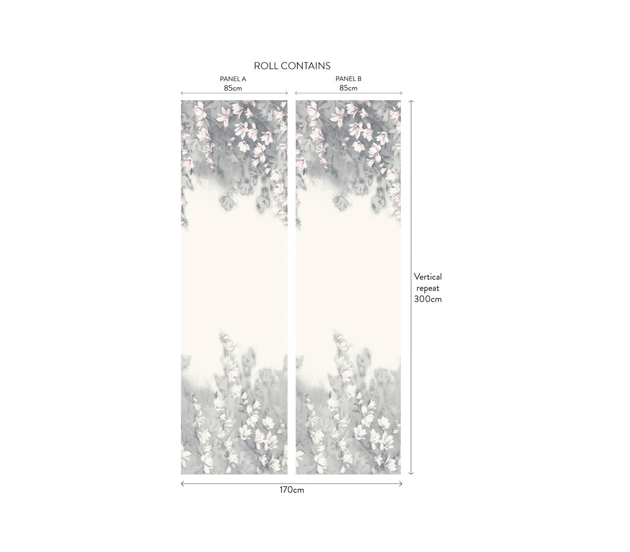 Trailing Magnolia, Mist Grey Luxury Floral Paperweave, 1838 Wallcoverings, 5.2mp / rola 4