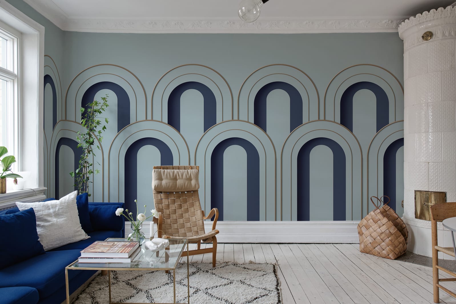3D Arch Deco, Blue, Rebel Walls 4