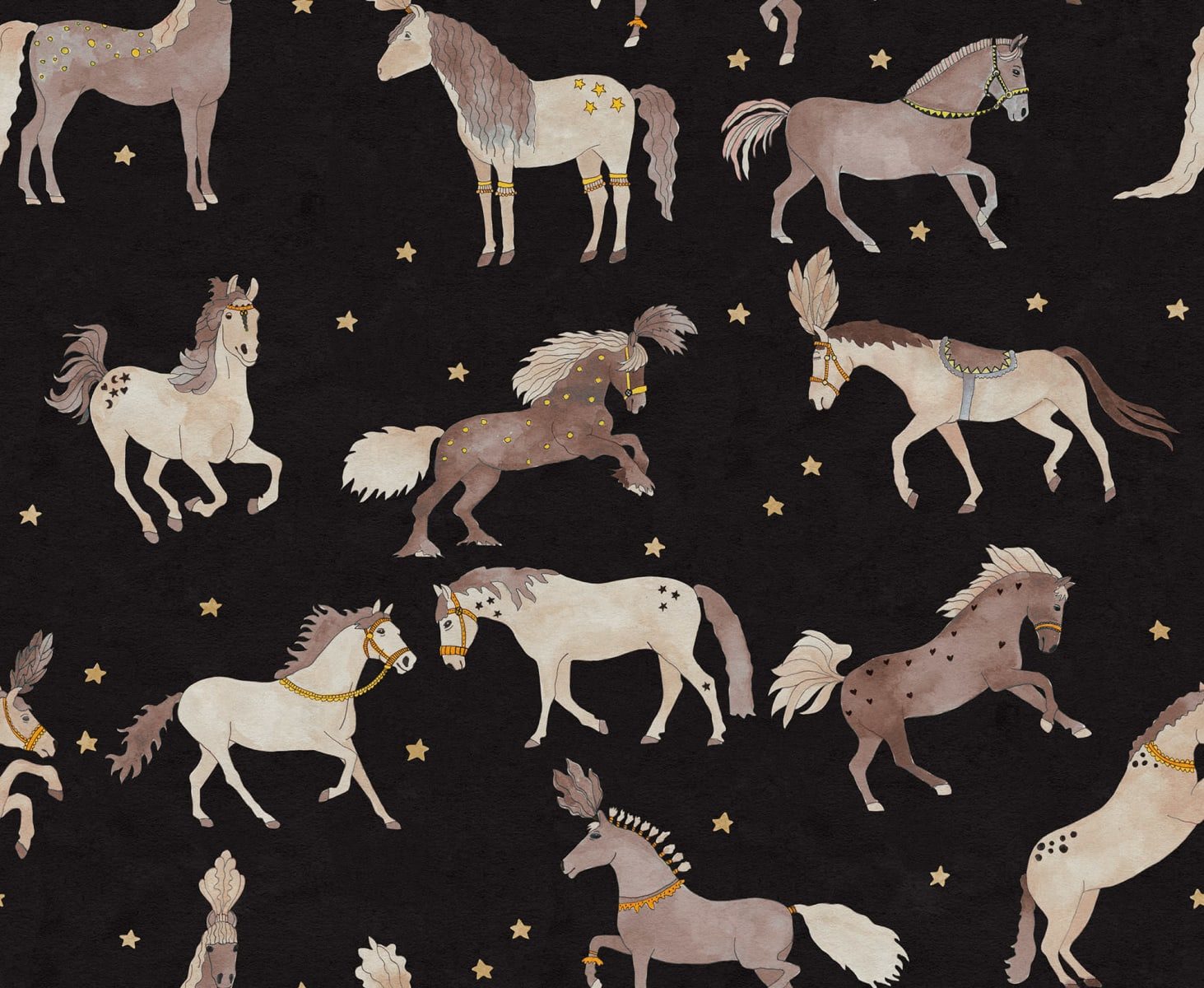 Circus Horses, Black, Rebel Walls