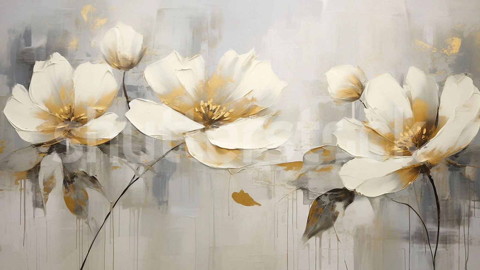 Floral Elegance, Gray, Rebel Walls