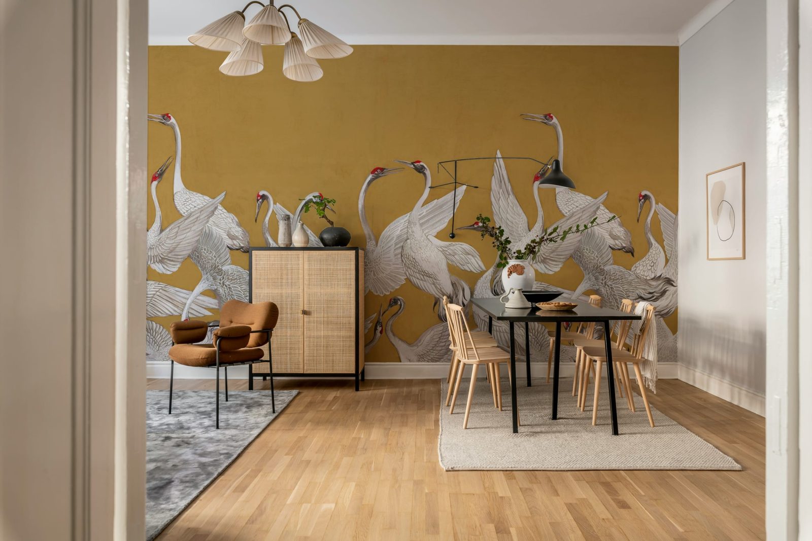 Soaring Cranes, Yellow, Rebel Walls 2