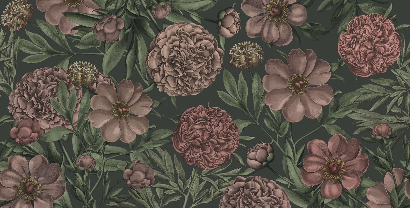 Peony Delight, Midnight, Rebel Walls