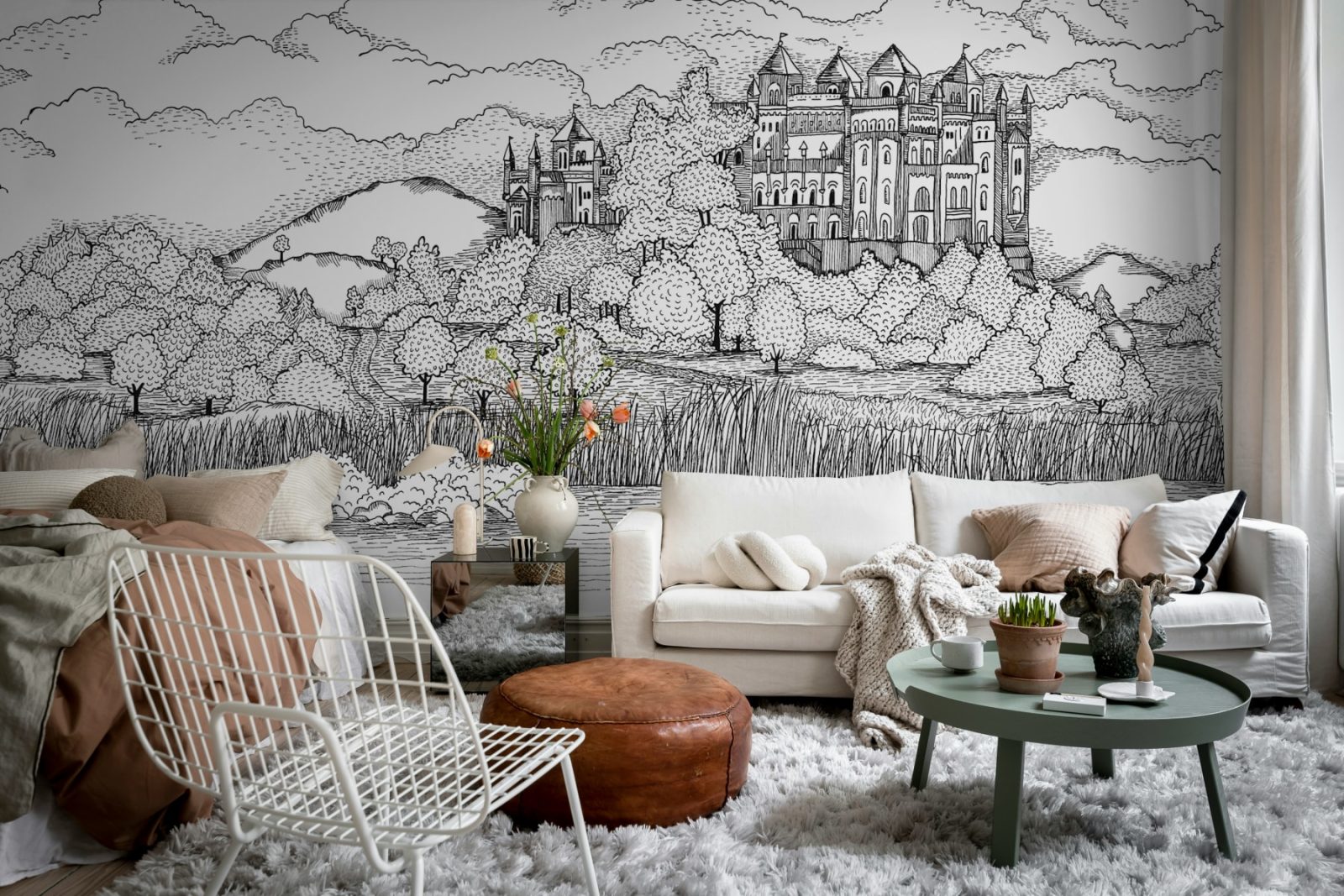 Castle by the Lake, Black & White, Rebel Walls 3