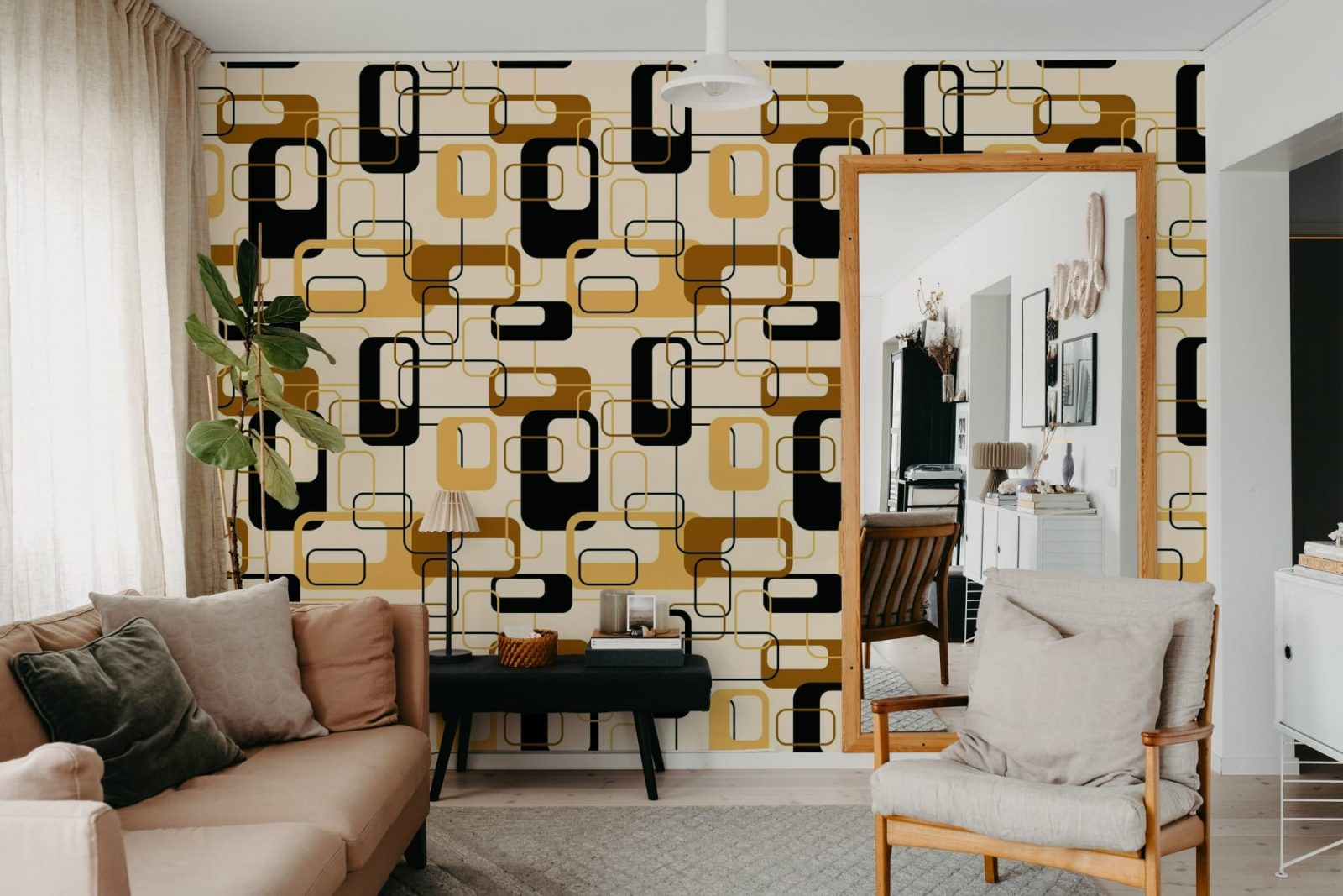 Retro Squares, Brown, Rebel Walls 2