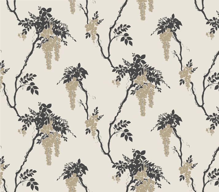 Leonora, Gold and Black Luxury Floral, 1838 Wallcoverings, 5.3mp / rola