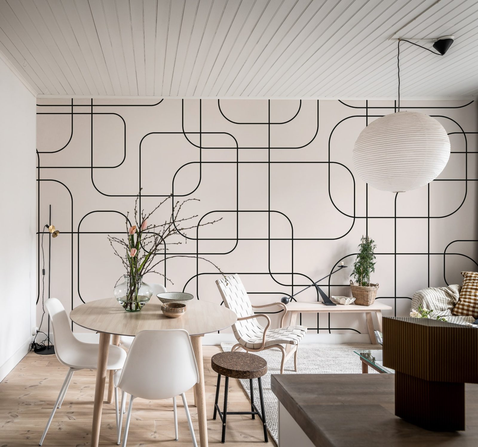 Graphic Lines, Beige, Rebel Walls 2