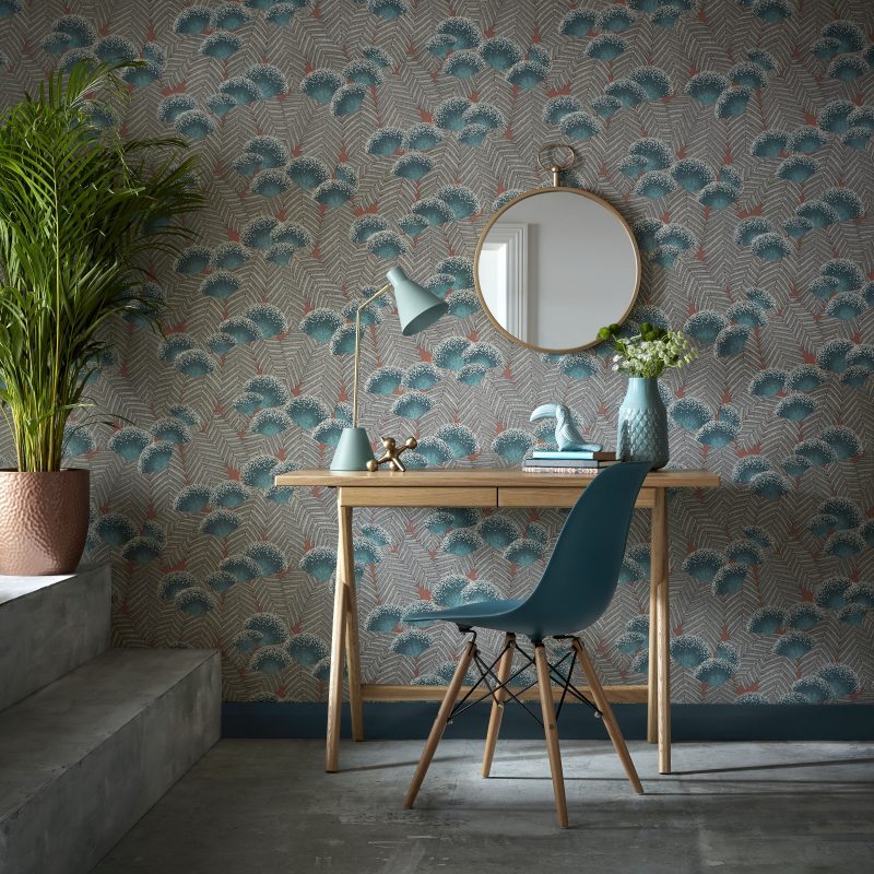 Clarice, Cantaloupe Green Luxury Art Deco, 1838 Wallcoverings, 5.3mp / rola 2