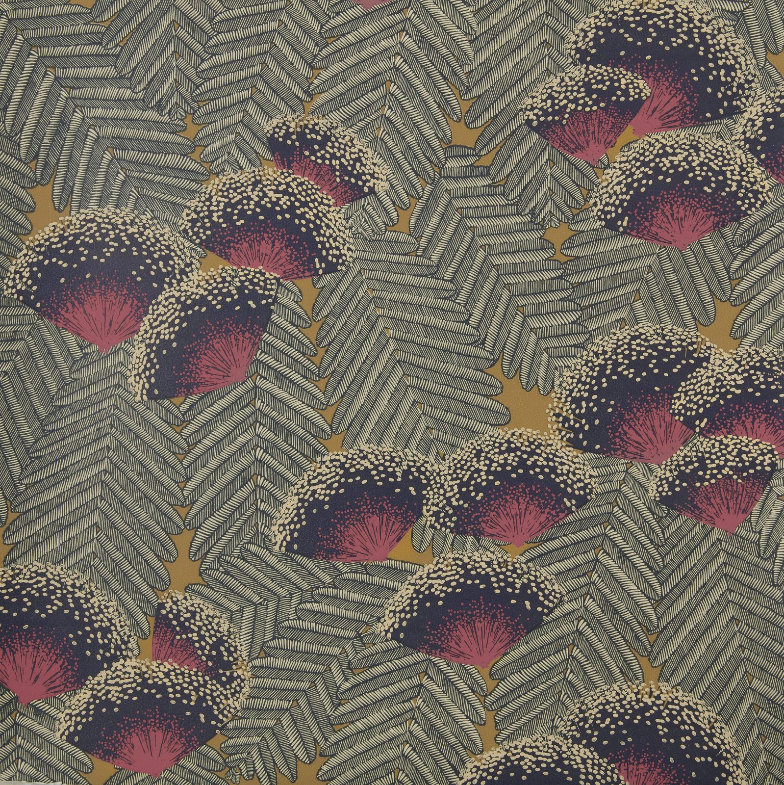 Clarice, Jet Black Luxury Art Deco, 1838 Wallcoverings, 5.3mp / rola