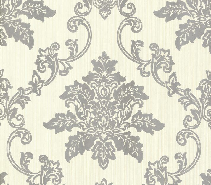 Hampton, Silver Luxury Damask, 1838 Wallcoverings, 5.3mp / rola