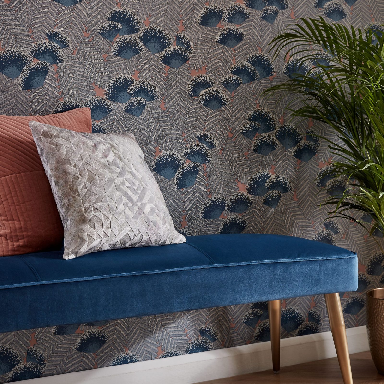 Clarice, Soft Blue Luxury Art Deco, 1838 Wallcoverings, 5.3mp / rola 2