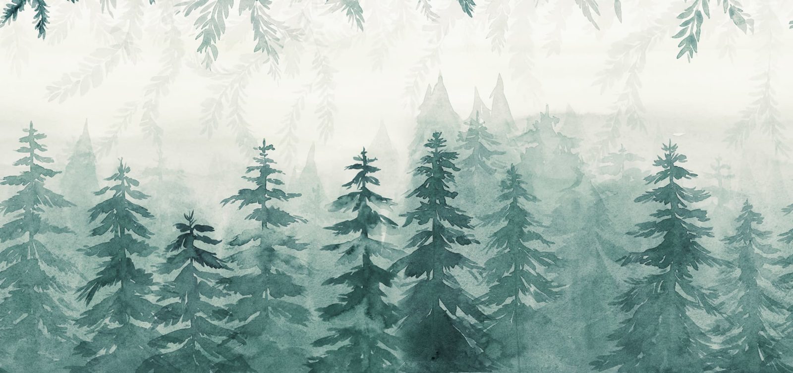 Watercolor Forest, Blue, Rebel Walls