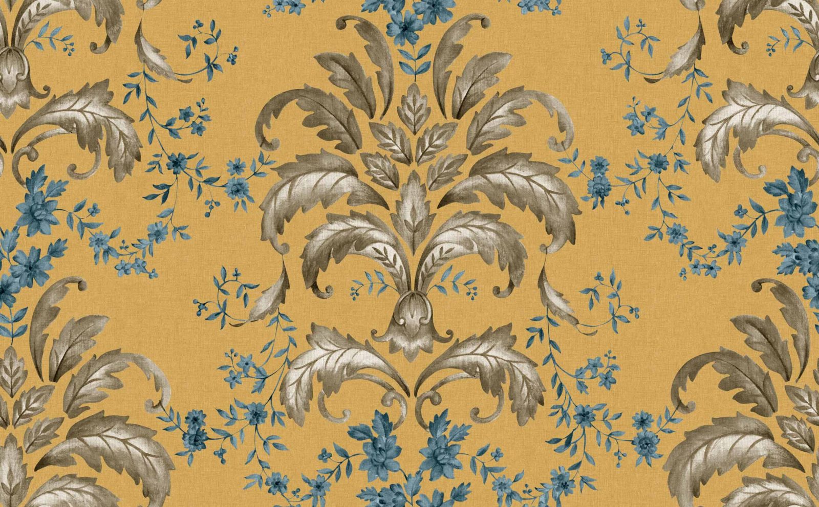 French Damask, Mustard, Coordonne, 5mp / rola