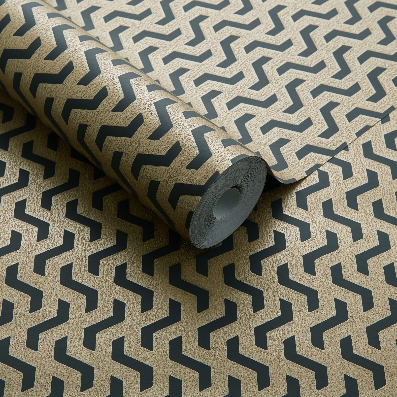 Rattan, Bracken Gold and Black Luxury Geometric, 1838 Wallcoverings, 5.3mp / rola 3