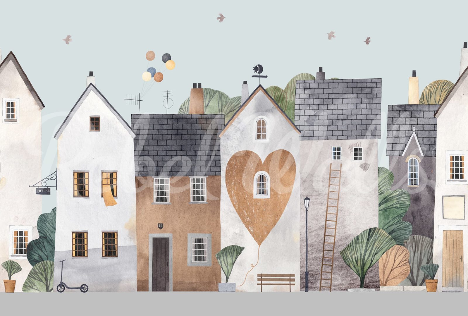 Cute Village, Pastel, Rebel Walls