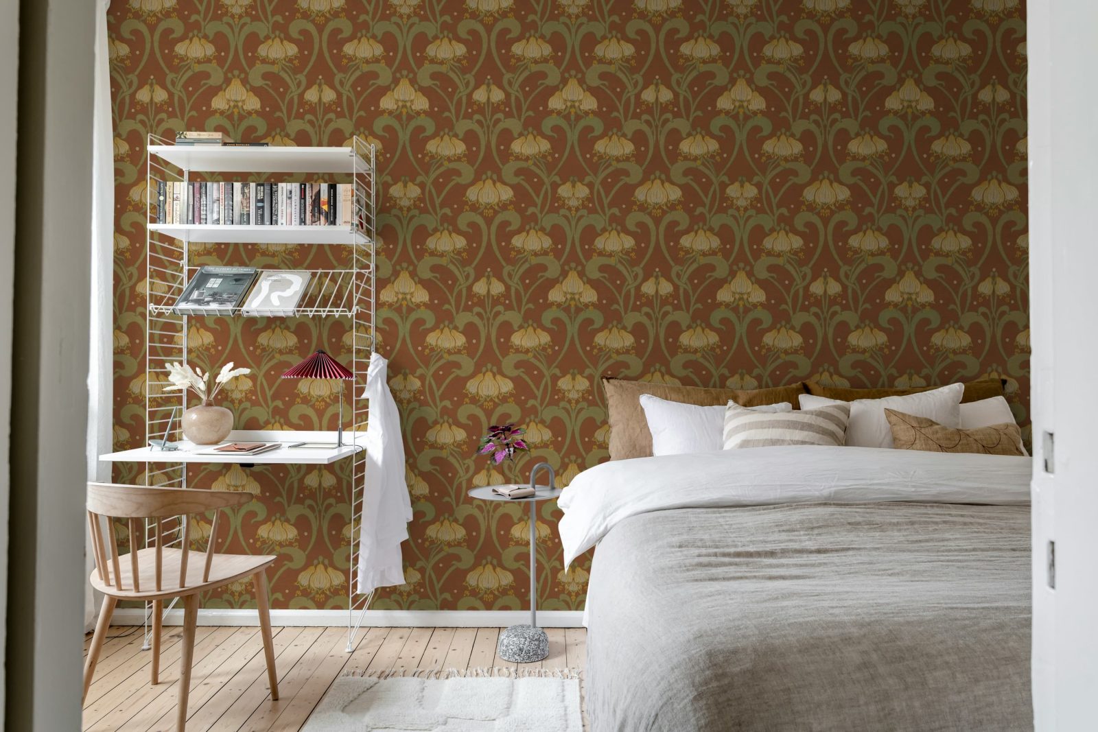 Art Nouveau Flower, Red, Rebel Walls 2