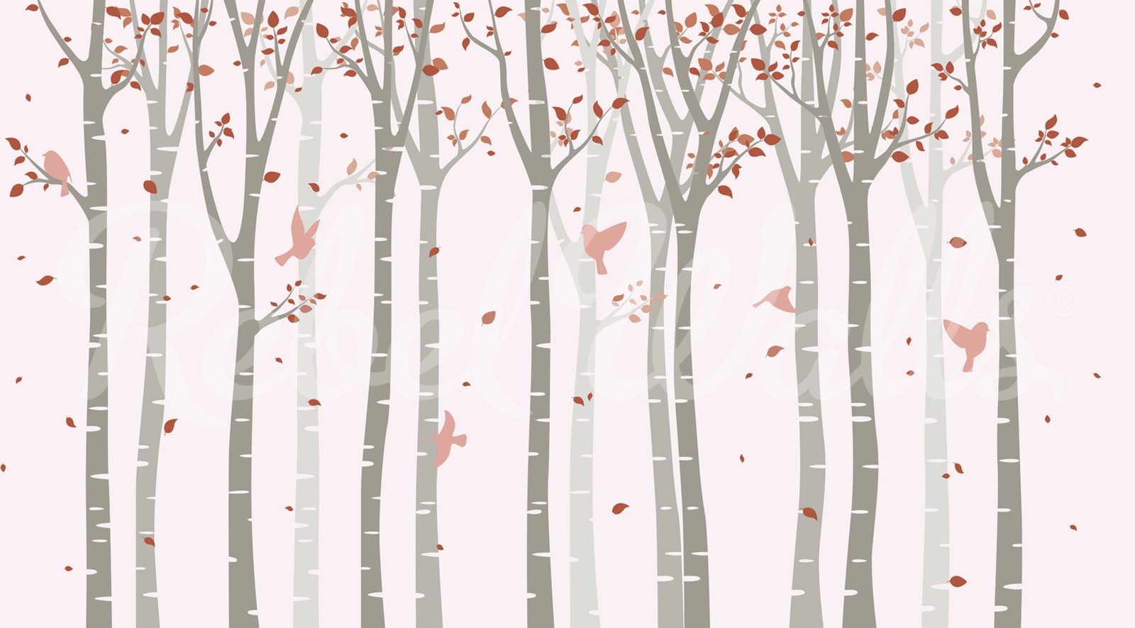 Forest Birds, Pink, Rebel Walls