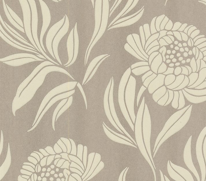 Chatsworth, Taupe Metallic Luxury Floral, 1838 Wallcoverings, 5.3mp / rola
