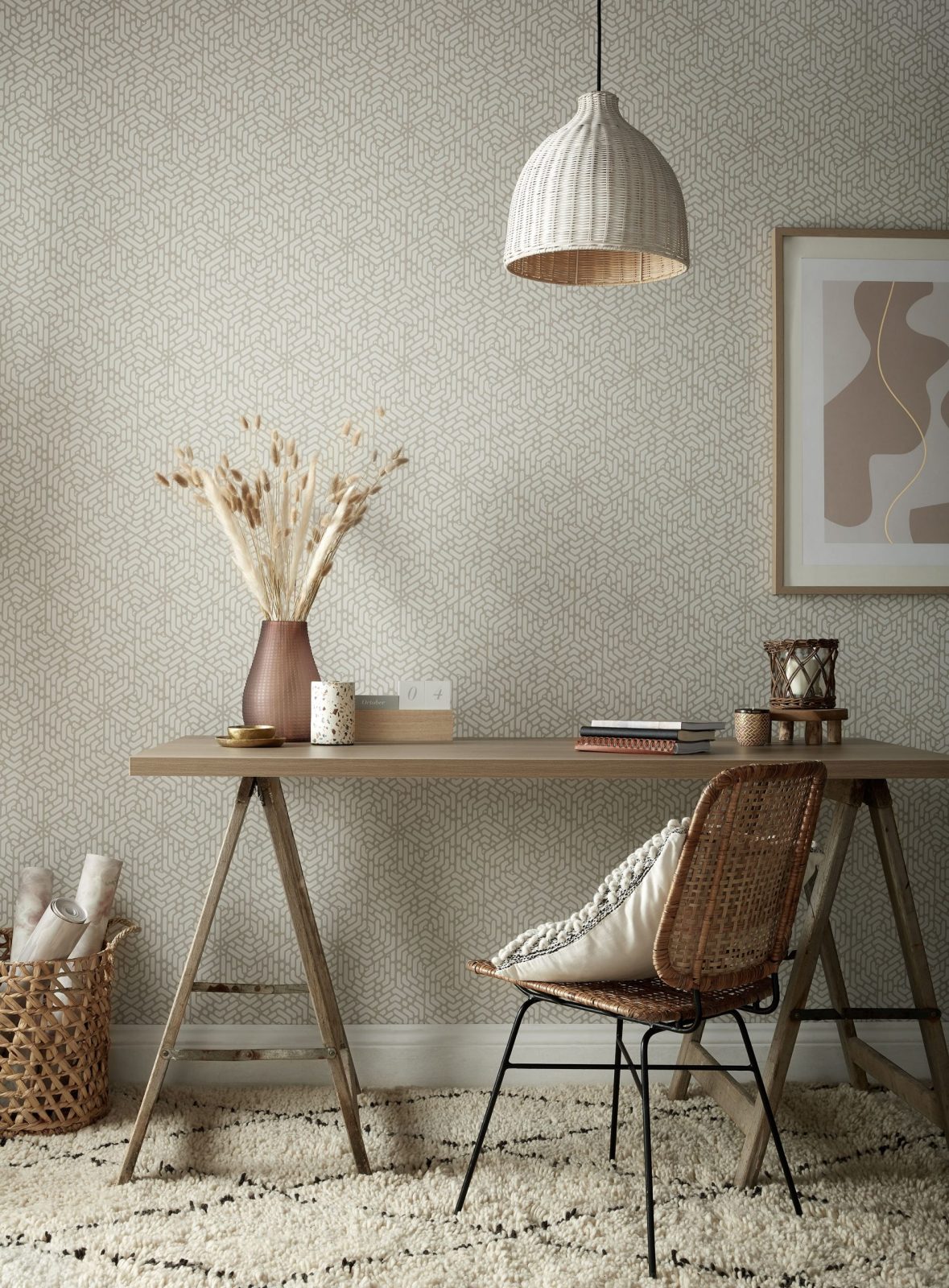 Willow, Barley Neutral Luxury Geometric, 1838 Wallcoverings, 5.3mp / rola 2