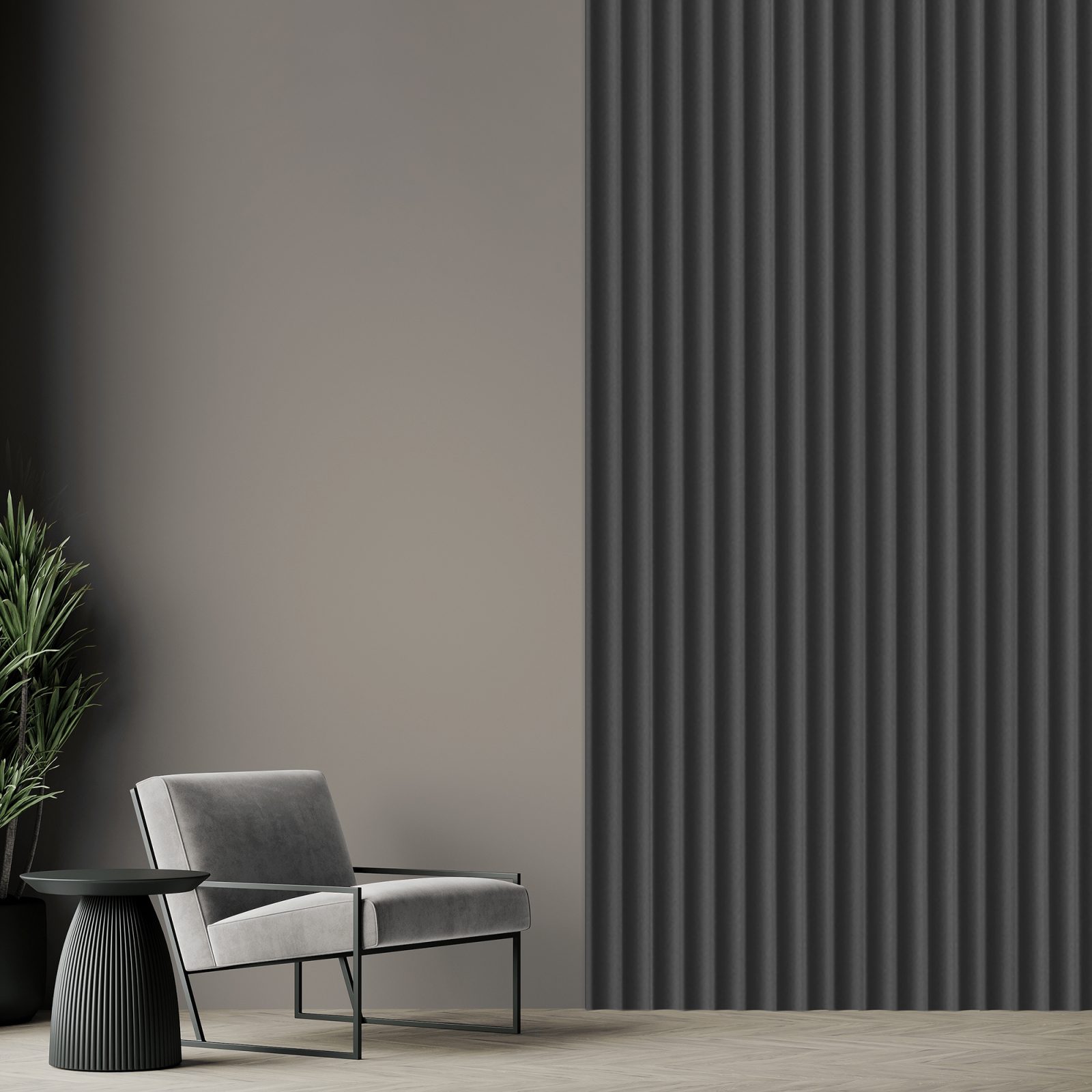 Riflaj decorativ Velutto, Shadow Grey, 270x25cm, Lamelio 2