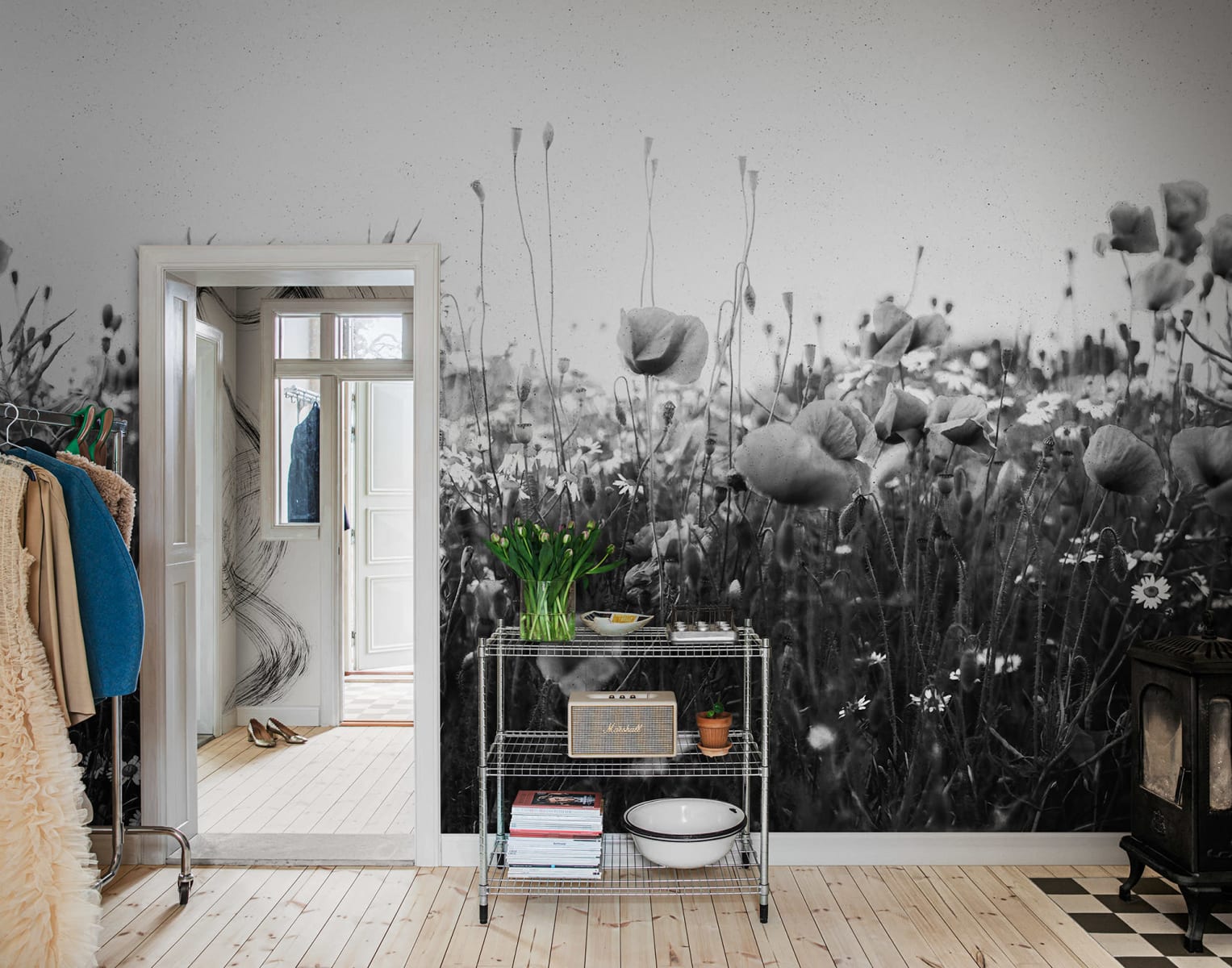 Poppy Field, Black & White, Rebel Walls 2