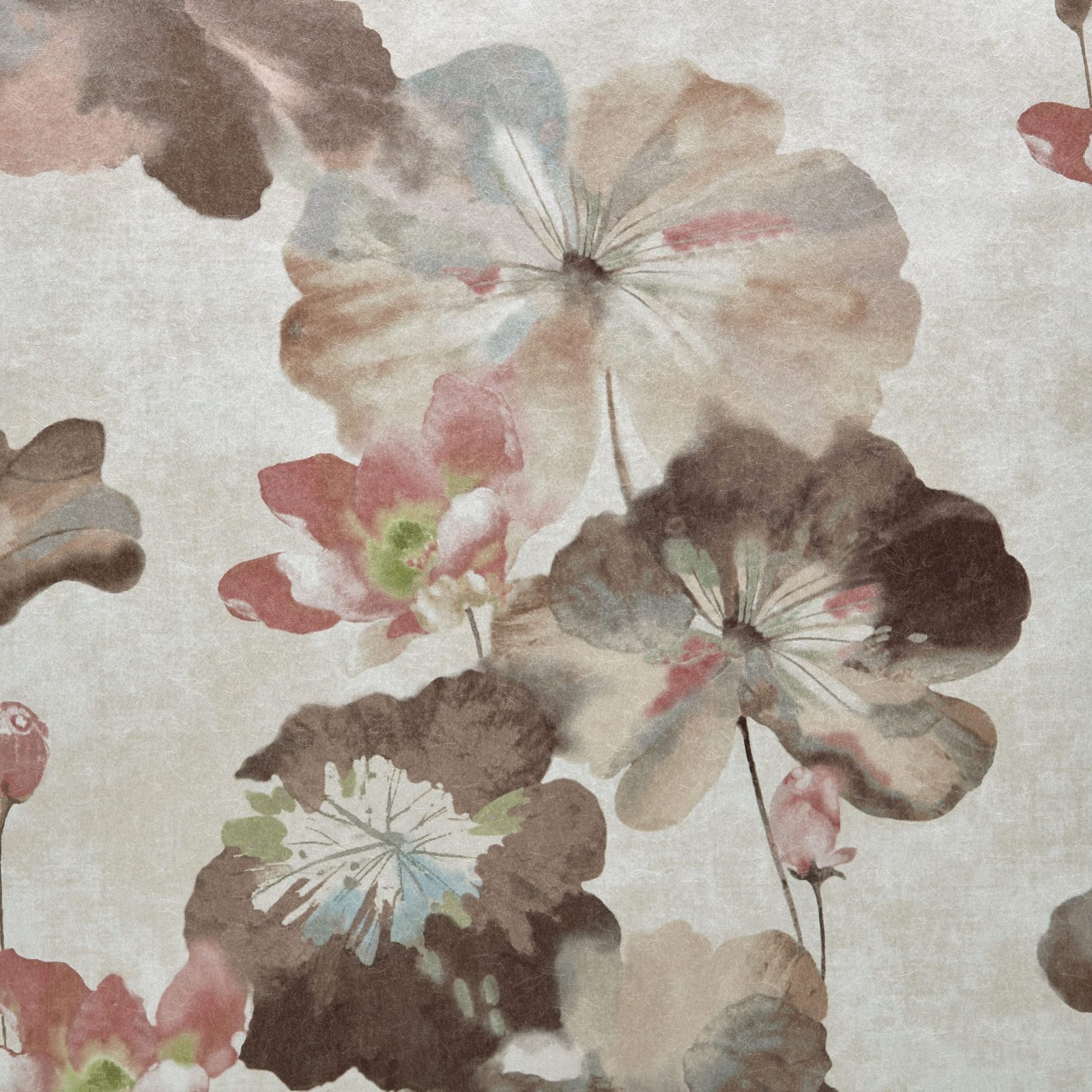 Water Lilies, Caramel Cream Luxury Floral, 1838 Wallcoverings, 5.3mp / rola