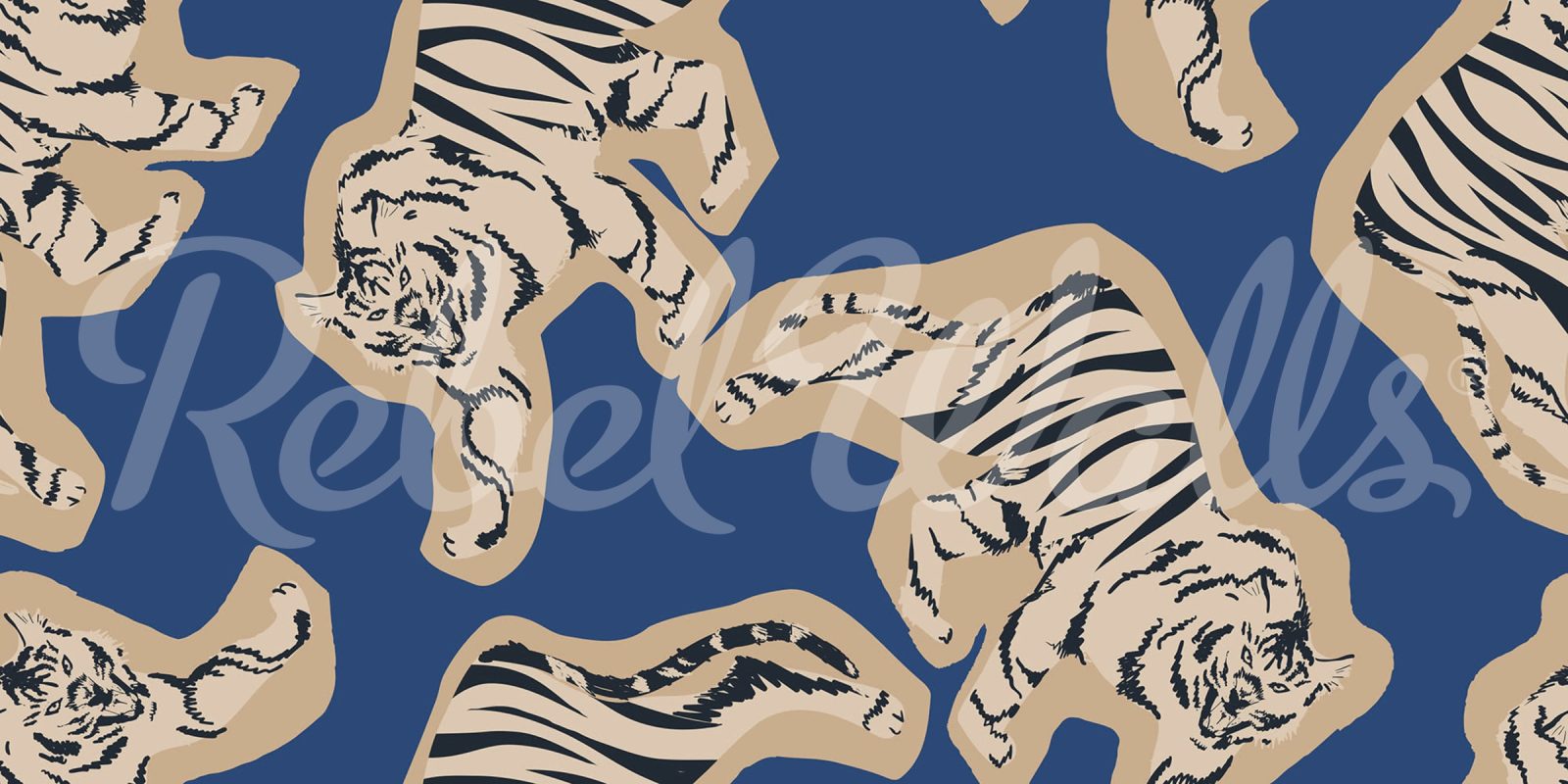Quirky Tigers, Blue, Rebel Walls