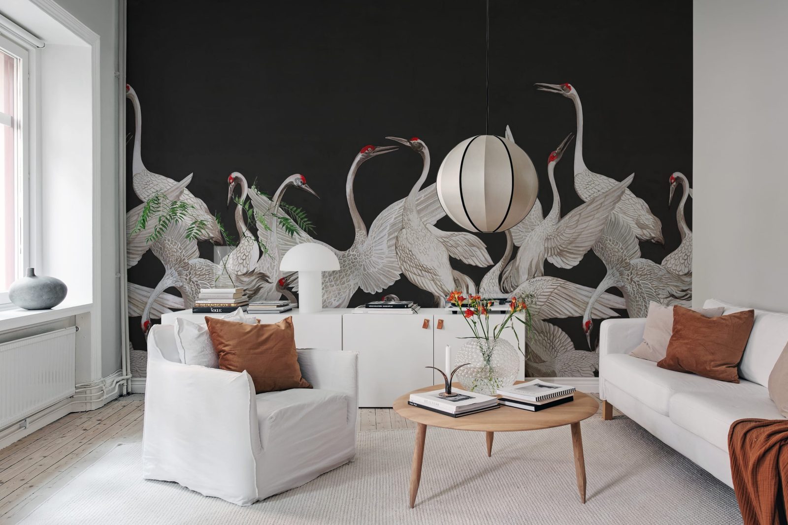 Soaring Cranes, Black, Rebel Walls 2