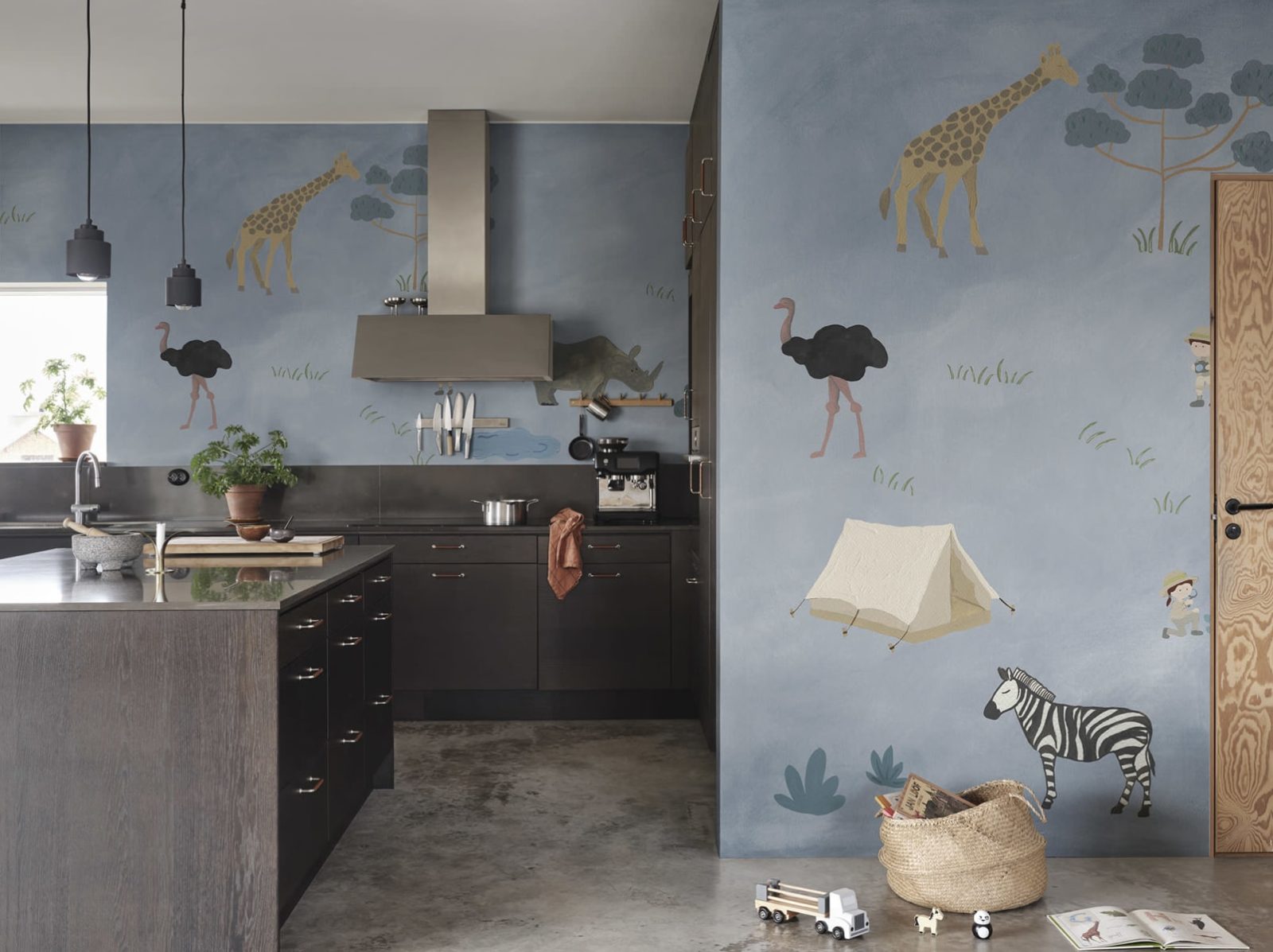 Animal Safari, Blue, Rebel Walls 3