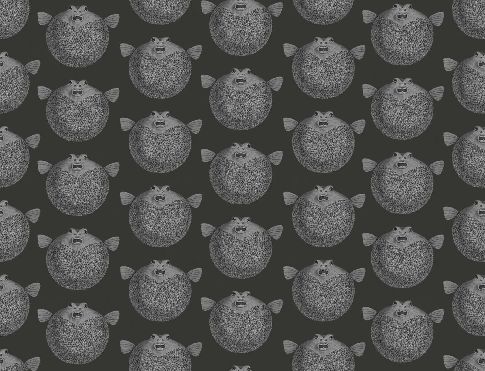 Puffer Fish, Black, Rebel Walls