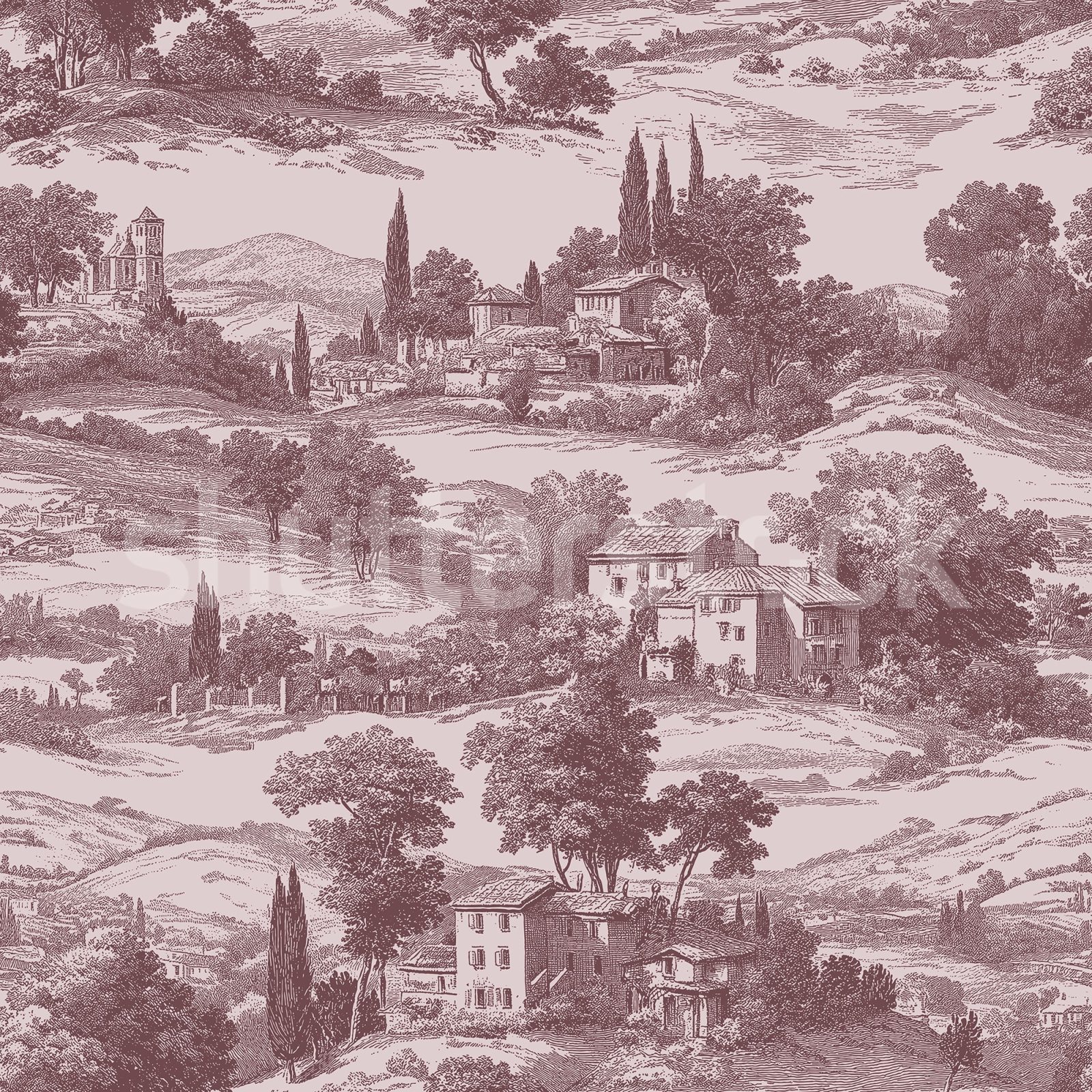 Countryside Toile, Cambridge Red, Rebel Walls