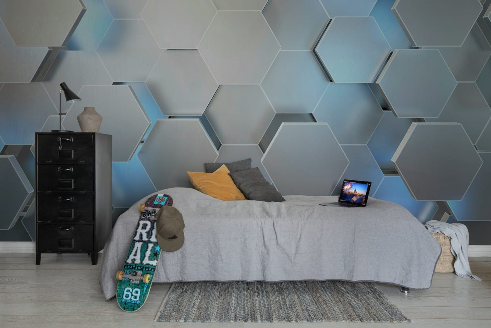 Hexagon, Gray, Rebel Walls 3
