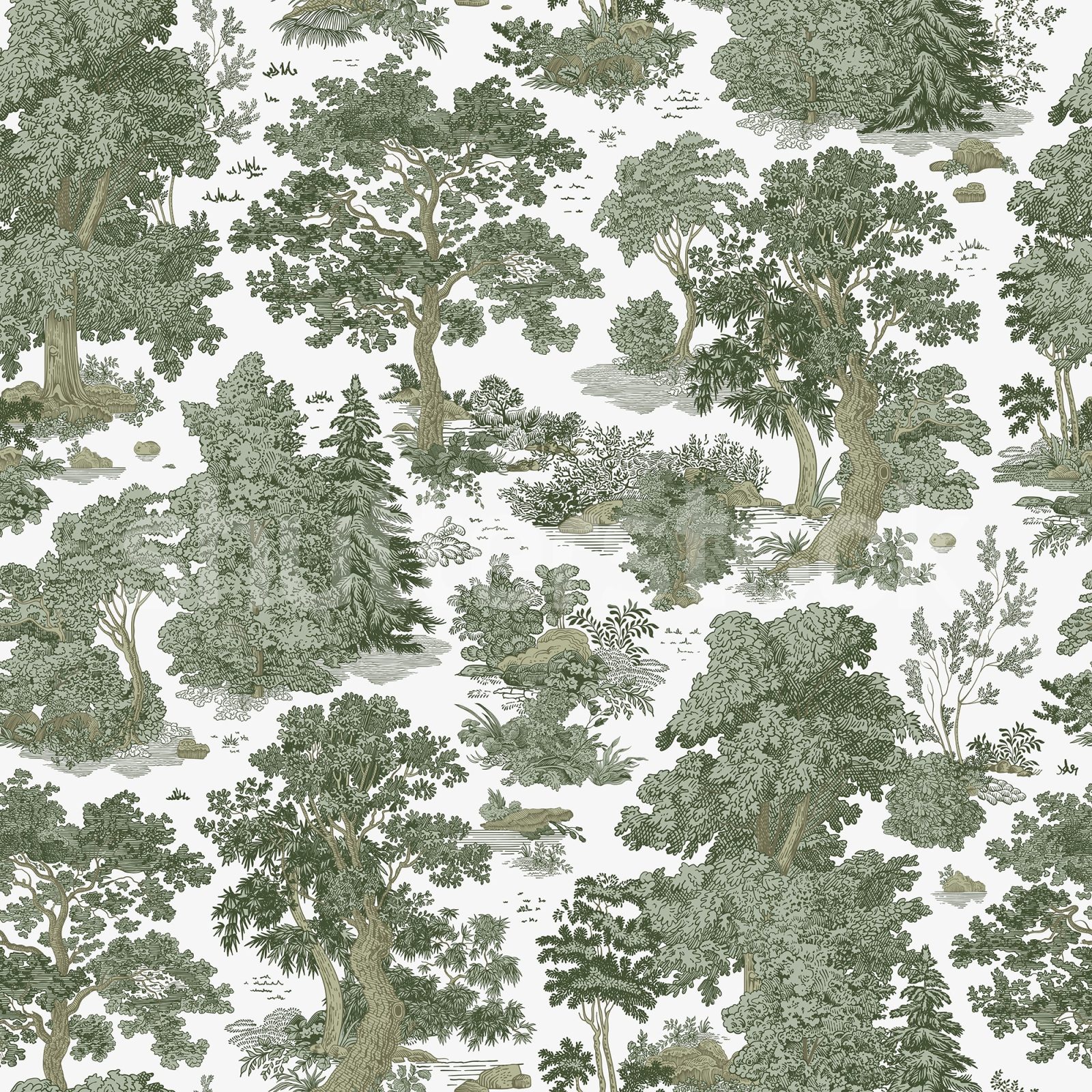 Woodland Toile, Green, Rebel Walls