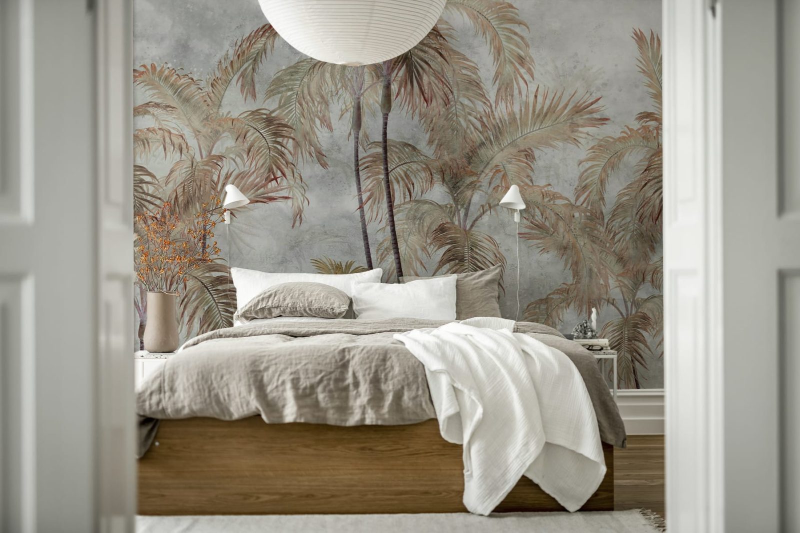 Palm Trees, Gray, Rebel Walls 3