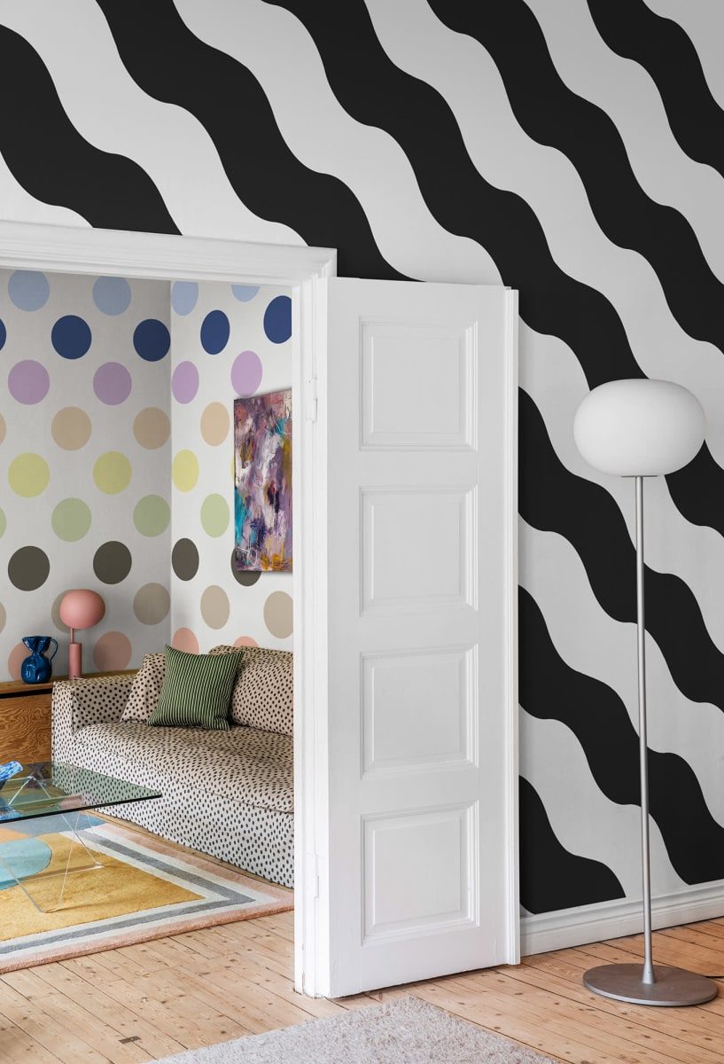 Polka Stripe, Black & White, Rebel Walls 3
