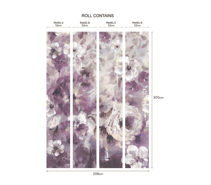 Bloom, Magenta Purple Luxury Floral, 1838 Wallcoverings, 6.5mp / rola 3