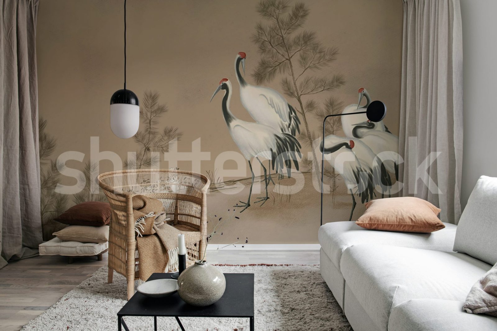 Whispering Cranes, Beige, Rebel Walls 3