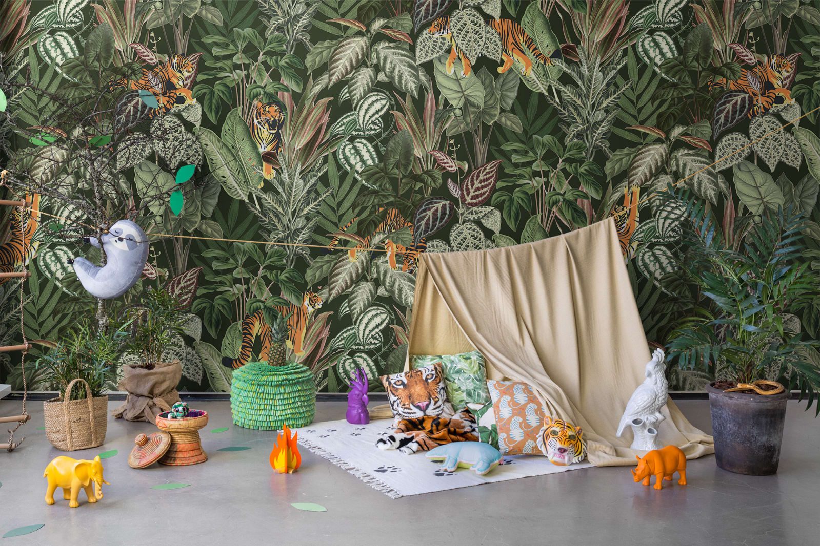 3D Mischievous Tigers, Lush, Rebel Walls 3