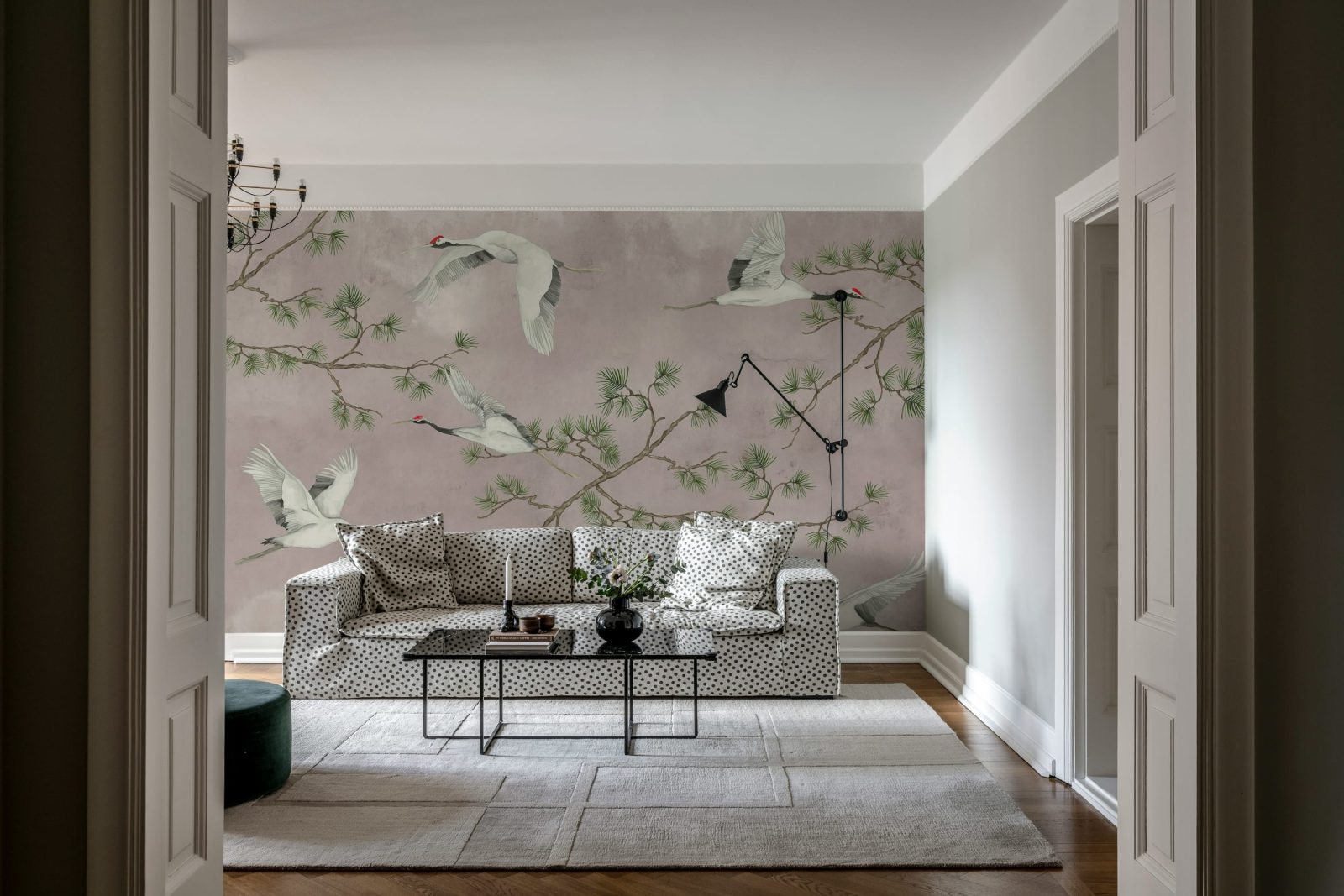 Majestic Cranes, Pink, Rebel Walls 2