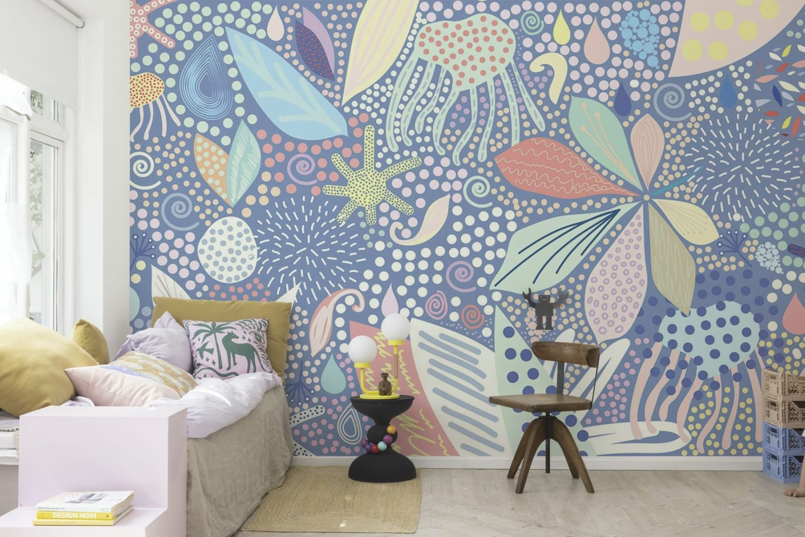 Flower Art, Blue, Rebel Walls 3