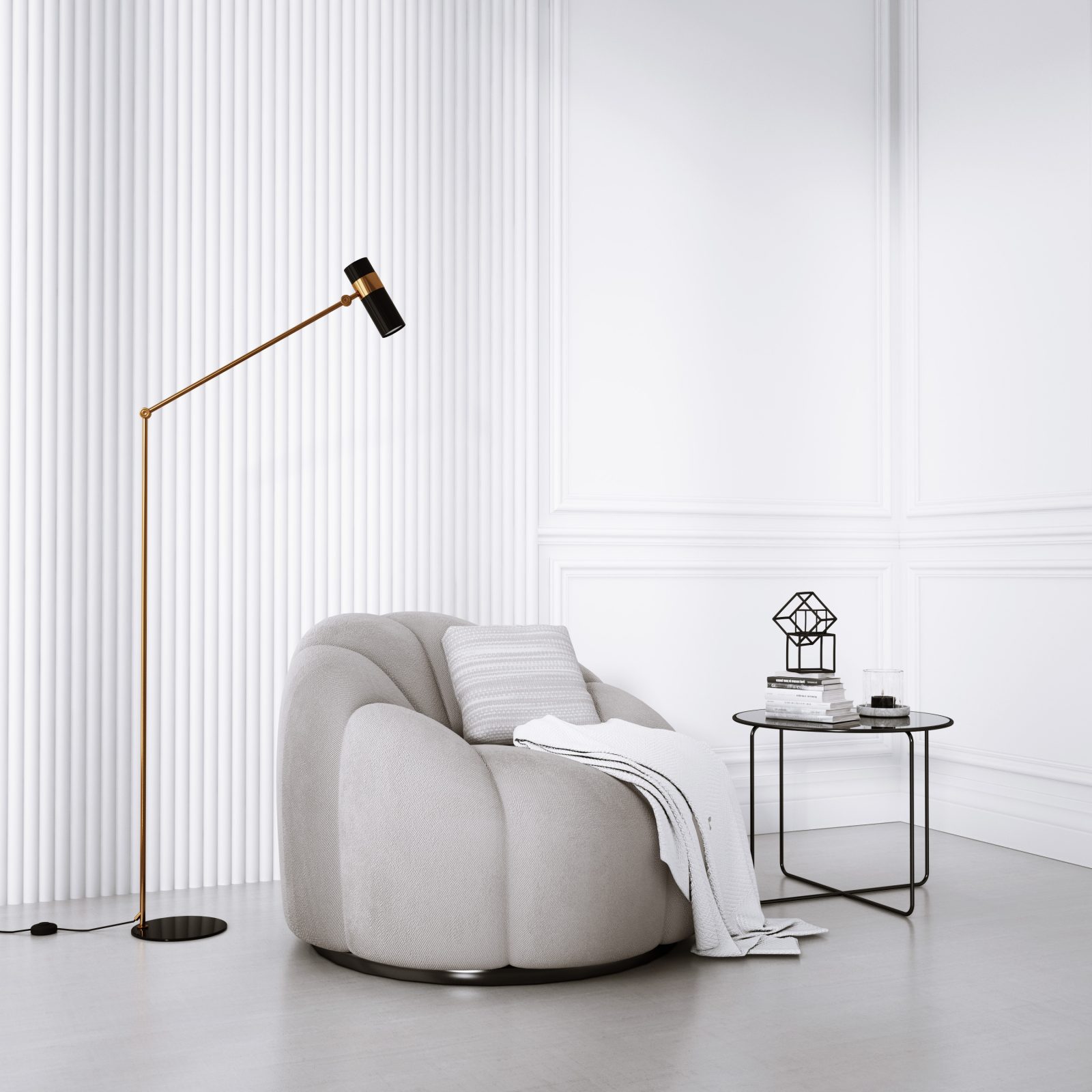 Riflaj decorativ 3D Luna, Alb, 270x12 cm, Lamelio 5