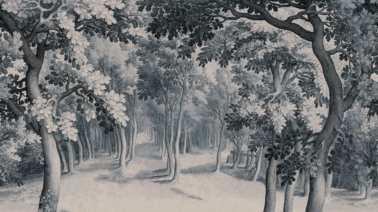 Forest Engraving, Blue, Rebel Walls