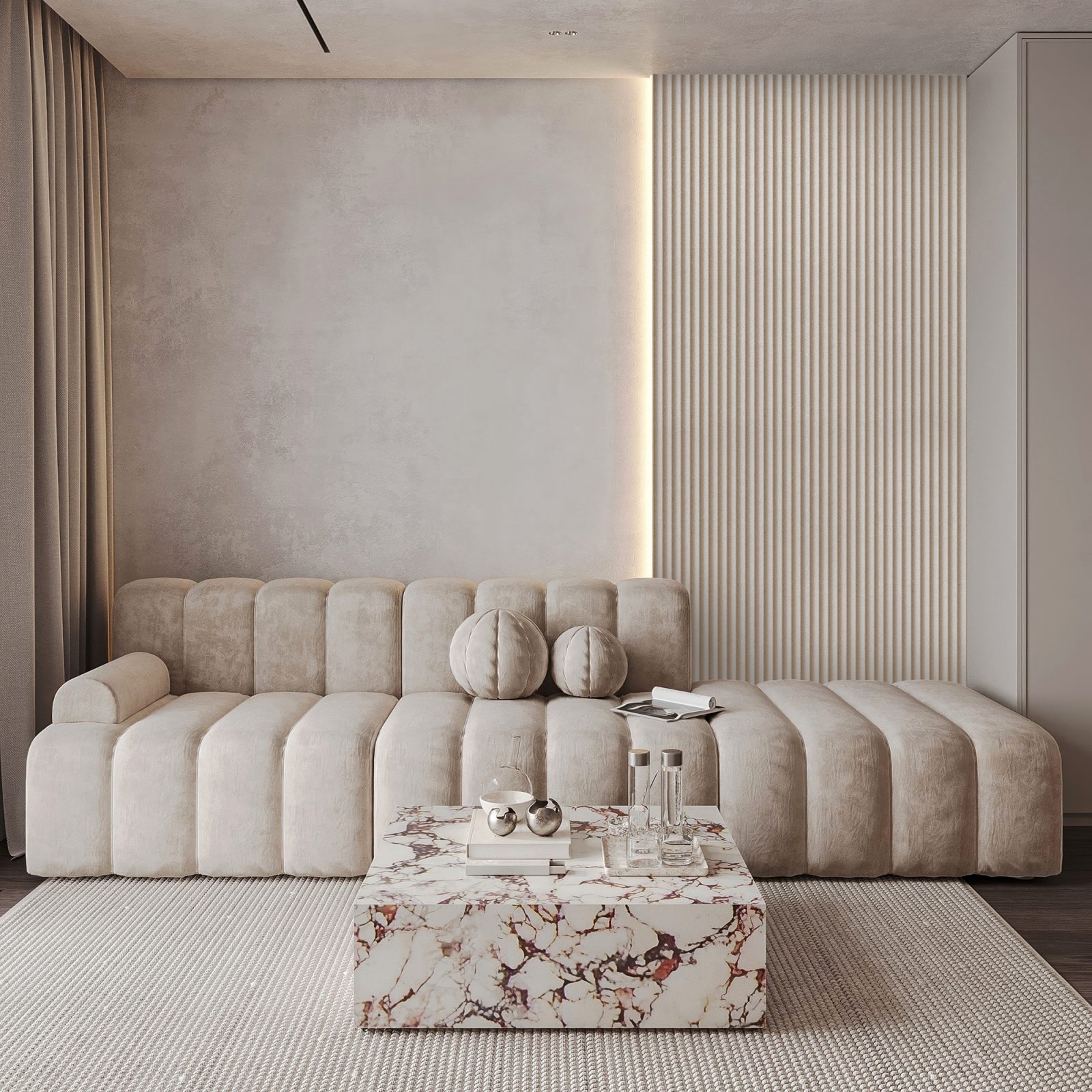 Riflaj decorativ Gresso, Ivory Cream, 270x25cm, Lamelio 3